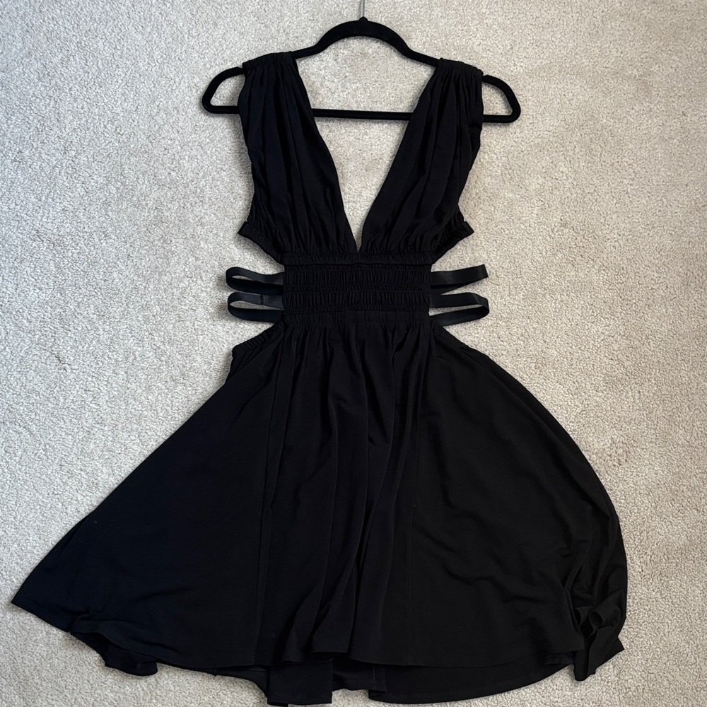 Express Black Backless Strappy V-Neck Dress